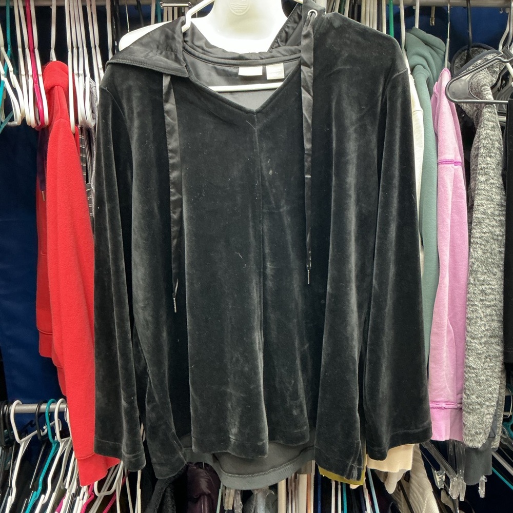 Chico's Black Velvet Hoodie Sweatshirt and matching pants